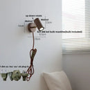GobekUsa LED Walnut Wood Wall Light Fixture Clear Glass Sconce Bedside Lamp