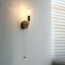GobekUsa LED Walnut Wood Wall Light Fixture Clear Glass Sconce Bedside Lamp