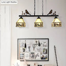 GobekUsa Rustic Lodge Deer Island Pendant Light with Bird Decoration - 3 Stained Glass Lights