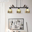 GobekUsa Rustic Lodge Deer Island Pendant Light with Bird Decoration - 3 Stained Glass Lights