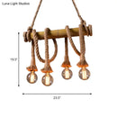 GobekUsa Lodge Industrial Beige Island Light with Adjustable Rope and Bamboo - 3/4 Lights Open Bulb