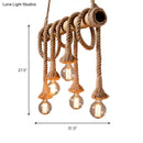 GobekUsa Lodge Industrial Beige Island Light with Adjustable Rope and Bamboo - 3/4 Lights Open Bulb