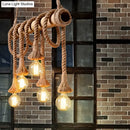 GobekUsa Lodge Industrial Beige Island Light with Adjustable Rope and Bamboo - 3/4 Lights Open Bulb