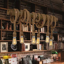 GobekUsa Lodge Industrial Beige Island Light with Adjustable Rope and Bamboo - 3/4 Lights Open Bulb