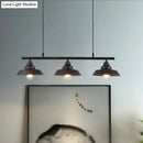 GobekUsa Rustic Metal 3-Head Hanging Ceiling Light - Lid Shaped Bistro Island Lamp in Dark Coffee