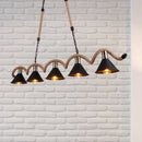 GobekUsa Rustic Metal Cone Island Ceiling Light with Rope and Chain - Brown