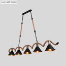 GobekUsa Rustic Metal Cone Island Ceiling Light with Rope and Chain - Brown