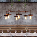 GobekUsa Rustic Metal Island Lamp with 6 Lights - Open Bulb Pendant Lighting for Dining Room with Gear Deco