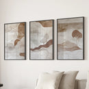 Wabi Sabi Line Art Set of 3 Prints. Earth Tones Landscape by Wall Art Set