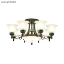 GobekUsa Rustic Opal Glass Flower Ceiling Light Fixture with Semi Flush Mount - 9/11/13 Lights for Living Room