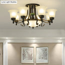 GobekUsa Rustic Opal Glass Flower Ceiling Light Fixture with Semi Flush Mount - 9/11/13 Lights for Living Room