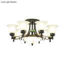 GobekUsa Rustic Opal Glass Flower Ceiling Light Fixture with Semi Flush Mount - 9/11/13 Lights for Living Room