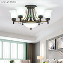 GobekUsa Rustic Opal Glass Flower Ceiling Light Fixture with Semi Flush Mount - 9/11/13 Lights for Living Room