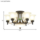 GobekUsa Rustic Opal Glass Flower Ceiling Light Fixture with Semi Flush Mount - 9/11/13 Lights for Living Room