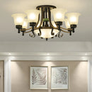 GobekUsa Rustic Opal Glass Flower Ceiling Light Fixture with Semi Flush Mount - 9/11/13 Lights for Living Room