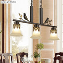 GobekUsa Rustic Opal Glass Island Pendant with Bird Design - 3-Light Fixture for Dining Room in Frosted Flare Style