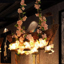 GobekUsa Rustic Lantern Pendant Light with Flower Decoration - 6 Lights for Restaurant Island Lighting