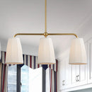 GobekUsa Rustic Pleated Fabric Pendant Chandelier in Gold - 3/6 Bulbs - Hanging Light for Dining Table