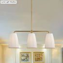 GobekUsa Rustic Pleated Fabric Pendant Chandelier in Gold - 3/6 Bulbs - Hanging Light for Dining Table