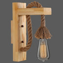 GobekUsa L-Shaped Wooden Lantern Wall Light with Rope Arm - Perfect Farmhouse Bedroom Lighting