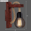 GobekUsa L-Shaped Wooden Lantern Wall Light with Rope Arm - Perfect Farmhouse Bedroom Lighting