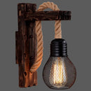 GobekUsa L-Shaped Wooden Lantern Wall Light with Rope Arm - Perfect Farmhouse Bedroom Lighting