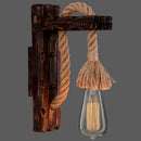 GobekUsa L-Shaped Wooden Lantern Wall Light with Rope Arm - Perfect Farmhouse Bedroom Lighting