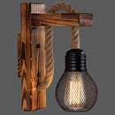 GobekUsa L-Shaped Wooden Lantern Wall Light with Rope Arm - Perfect Farmhouse Bedroom Lighting