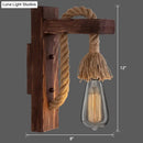 GobekUsa L-Shaped Wooden Lantern Wall Light with Rope Arm - Perfect Farmhouse Bedroom Lighting
