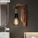 GobekUsa L-Shaped Wooden Lantern Wall Light with Rope Arm - Perfect Farmhouse Bedroom Lighting
