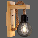 GobekUsa L-Shaped Wooden Lantern Wall Light with Rope Arm - Perfect Farmhouse Bedroom Lighting