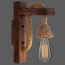 GobekUsa L-Shaped Wooden Lantern Wall Light with Rope Arm - Perfect Farmhouse Bedroom Lighting