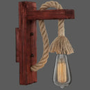 GobekUsa L-Shaped Wooden Lantern Wall Light with Rope Arm - Perfect Farmhouse Bedroom Lighting