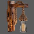 GobekUsa L-Shaped Wooden Lantern Wall Light with Rope Arm - Perfect Farmhouse Bedroom Lighting