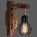 GobekUsa L-Shaped Wooden Lantern Wall Light with Rope Arm - Perfect Farmhouse Bedroom Lighting