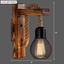 GobekUsa L-Shaped Wooden Lantern Wall Light with Rope Arm - Perfect Farmhouse Bedroom Lighting