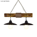 GobekUsa Scalloped Hanging Lamp: 2 Heads, Countryside Black Rope and Bamboo Island Lighting for Dining Room