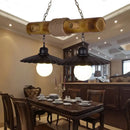 GobekUsa Scalloped Hanging Lamp: 2 Heads, Countryside Black Rope and Bamboo Island Lighting for Dining Room