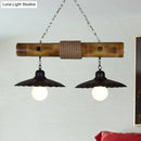 GobekUsa Scalloped Hanging Lamp: 2 Heads, Countryside Black Rope and Bamboo Island Lighting for Dining Room