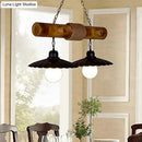 GobekUsa Scalloped Hanging Lamp: 2 Heads, Countryside Black Rope and Bamboo Island Lighting for Dining Room