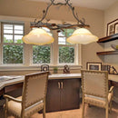 GobekUsa Rustic Scalloped Opal Glass Island Pendant - 2 Light Bedroom Lamp in Beige