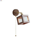 GobekUsa Clear Glass LED Wall Light Fixture Walnut Wood Pull Chain Switch Nordic Modern Wall Lamp