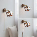 GobekUsa Clear Glass LED Wall Light Fixture Walnut Wood Pull Chain Switch Nordic Modern Wall Lamp