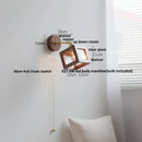 GobekUsa Clear Glass LED Wall Light Fixture Walnut Wood Pull Chain Switch Nordic Modern Wall Lamp