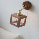 GobekUsa Clear Glass LED Wall Light Fixture Walnut Wood Pull Chain Switch Nordic Modern Wall Lamp