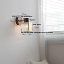 GobekUsa LED Wall Lamp Clear Glass Walnut Wood Up Down Rotate Wall Light