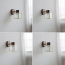 GobekUsa LED Wall Lamp Clear Glass Walnut Wood Up Down Rotate Wall Light