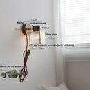 GobekUsa LED Wall Lamp Sconce Walnut Wood Clear Glass Rotate Dining Room Mirror Light