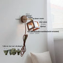 GobekUsa LED Walnut Wood Wall Sconce Clear Glass Bathroom Mirror Light