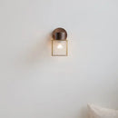 GobekUsa Clear Glass LED Wall Sconce Walnut Wood Bedroom Living Room Modern Fixture